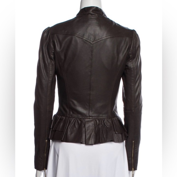 Ted Baker Great Dark Brown Leather Biker Jacket - Picture 3 of 7